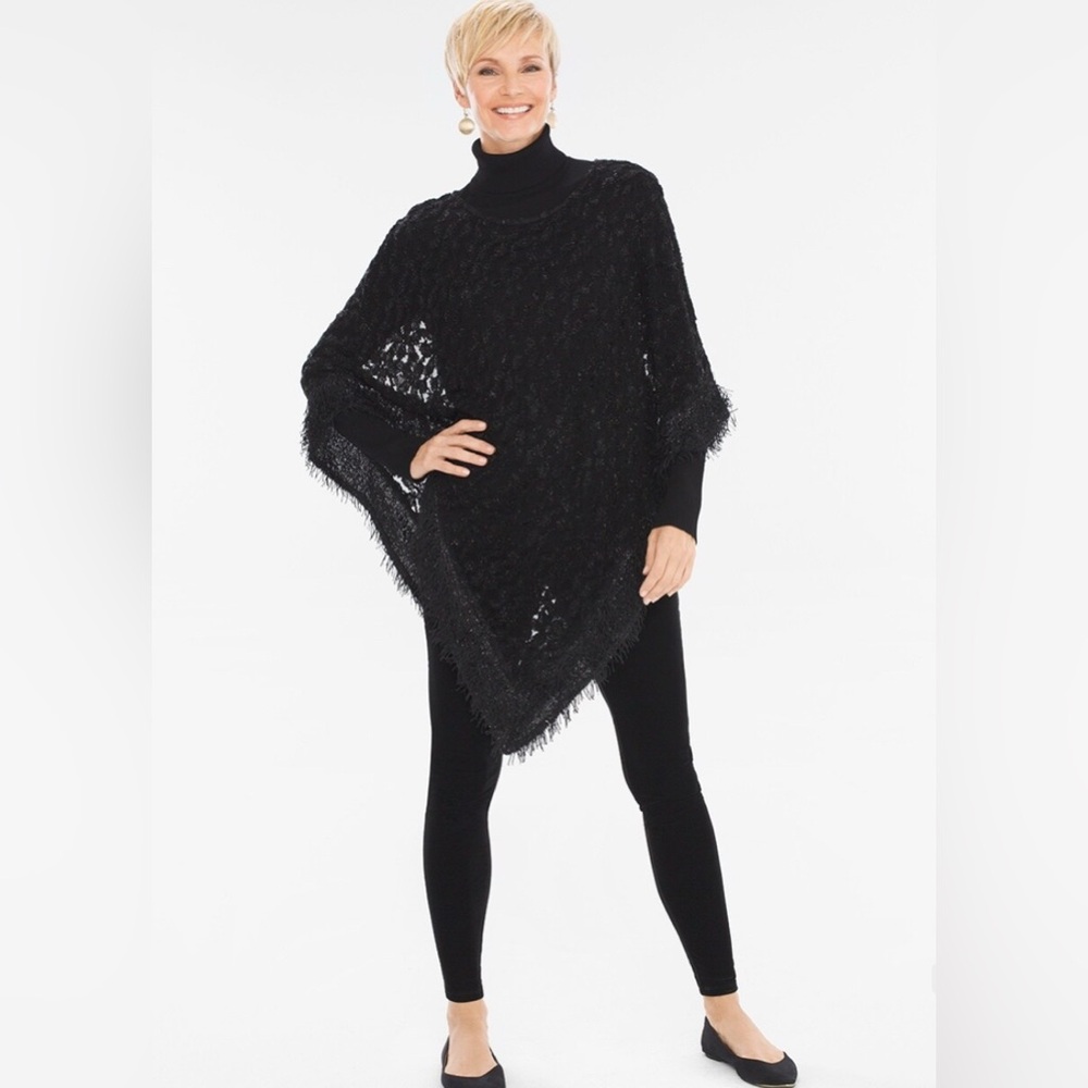 CHICO’S Knit Pull-On Black Velvet Leggings - Picture 2 of 11